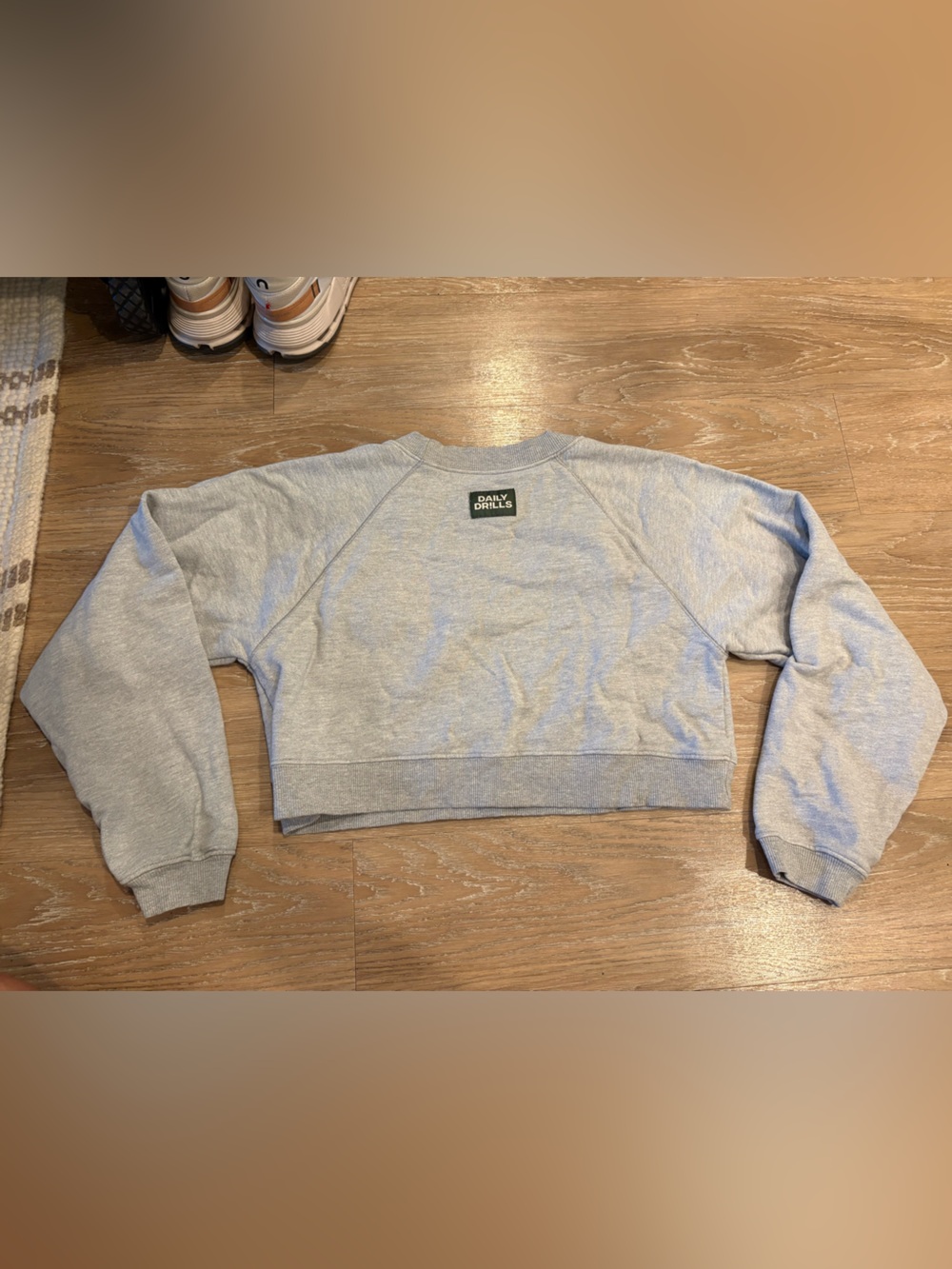 Daily Drills Light Gray Cropped Crewneck Sweater